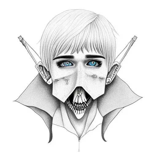 lil peep as a grim reaper not wearing shirt  tattoo design idea