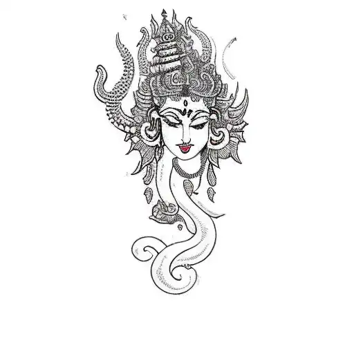 goddes kali and shiva tattoo design idea