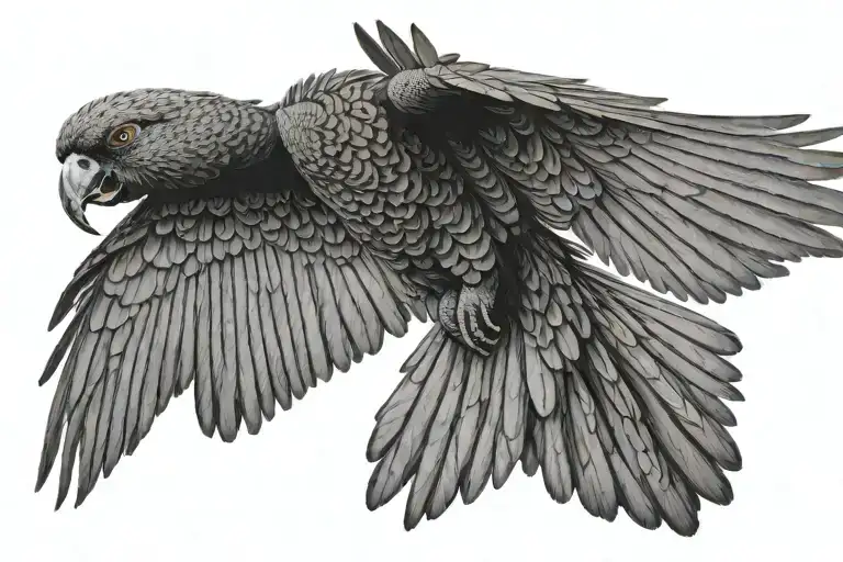 red tailed black cockatoo flying wingspan tattoo design idea