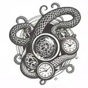 time bomb wit snakes inside surrounded tattoo design idea