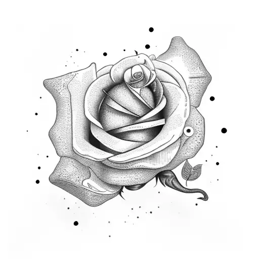 ice cream with rose tattoo design idea