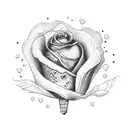 ice cream with rose tattoo design idea