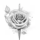 ice cream with rose tattoo design idea