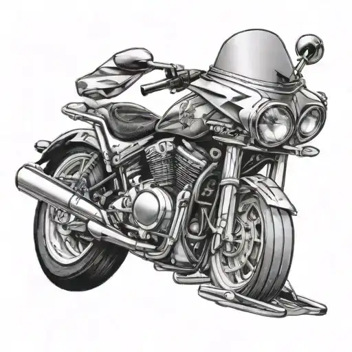 Create a detailed tattoo of a mechanic working on a snowmobile engine with racing flags in the background tattoo design idea