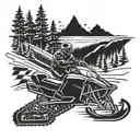 Incorporate a snowmobile drag racing track with tools scattered around in the background tattoo design idea