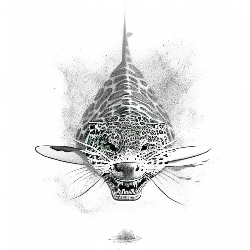 leopard shark swimming tattoo design idea