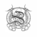Snake with vikings runes tattoo design idea