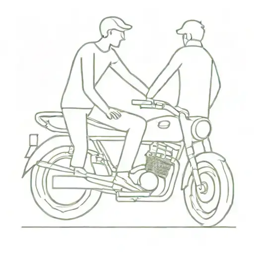 minimalist tattoo of two people leaning into a bend on a motorcycle tattoo design idea