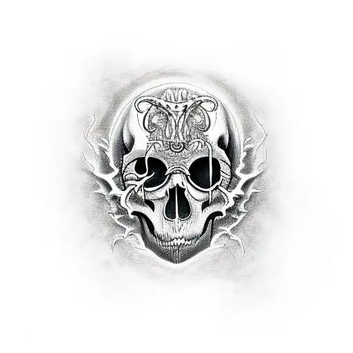 scary monster skull  tattoo design idea