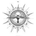 cross sun ray clouds tattoo design idea