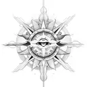 cross sun ray clouds tattoo design idea
