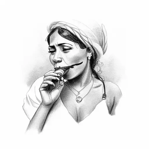Cuban woman with a cigar in her mouth tattoo design idea