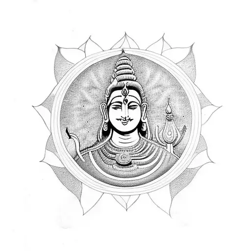 mom dada thumb prints surrounded by loard Shiva and Parvati  tattoo design idea
