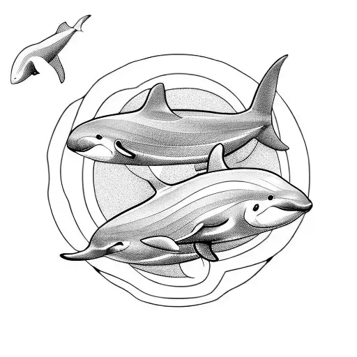 orca and beluga whale tattoo design idea