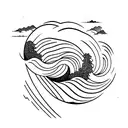 Ocean Wave and montain. triceps tattoo design idea