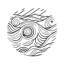 Ocean Wave and montain. triceps tattoo design idea
