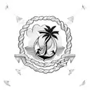 Anchor with rope in the sea wrapped around a palm tree as a tattoo tattoo design idea