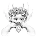cherub holding ak47 tattoo design idea