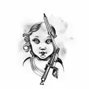 cherub holding ak47 tattoo design idea
