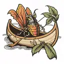 bug in canoe floating tattoo design idea