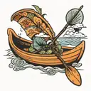 bug in canoe floating tattoo design idea