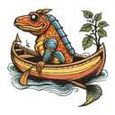 bug in canoe floating tattoo design idea