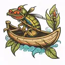 bug in canoe floating tattoo design idea