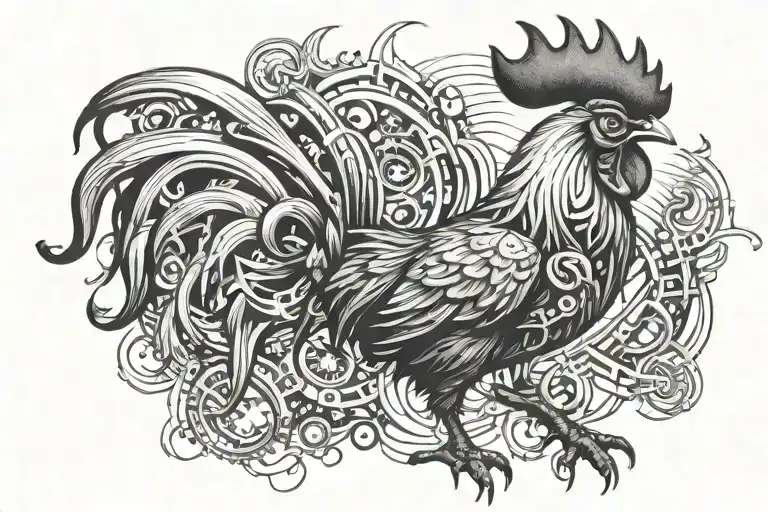 Rooster tattoo design idea