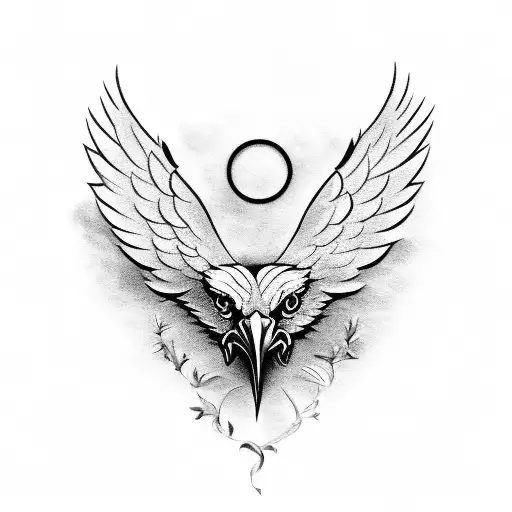 fleur de lis outline and golden eagle tattoo design idea