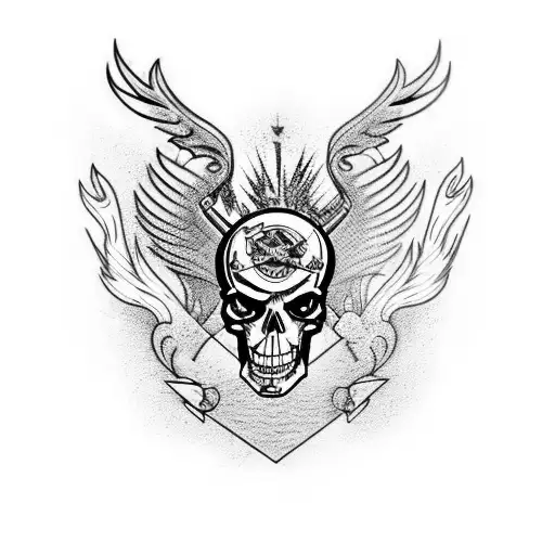 Punk rock-inspired Harley Davidson motorcycle with flames and a skull tattoo design idea