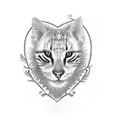 Labyrinth with a realistic heart with scars, a tree with safari animals, 4 angels, 2 angel babies, tear drops, dream cat tattoo design idea