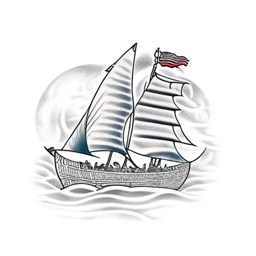 viking long boat tattoo design idea