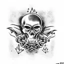 skull and chains tattoo design idea