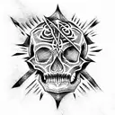 skull and chains tattoo design idea