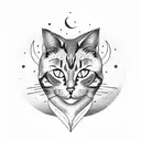 cat silhouette on crescent moon with leo constellation tattoo design idea