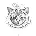 cat on crescent moon with leo constellation tattoo design idea