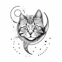 cat on crescent moon with leo constellation tattoo design idea
