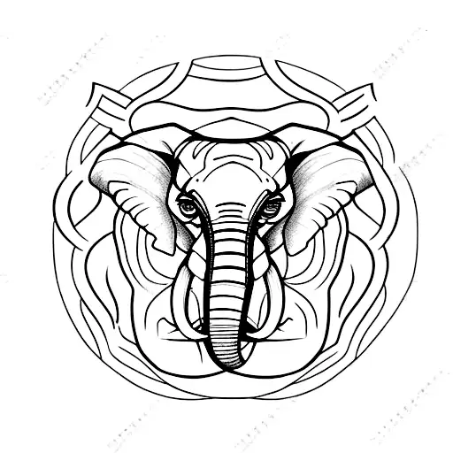 three ajoining aging elephants tattoo design idea