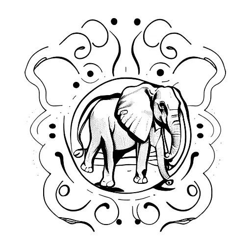 three aging elephants tattoo design idea