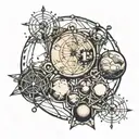 THC molecule structure  with a full moon background tattoo design idea