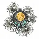 THC molecule structure  with a full moon background tattoo design idea