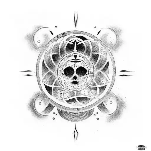 A tattoo for arm showing a circle, half earth half heaven must contain the text- राम रसायन तुम्हरे पासा  tattoo design idea