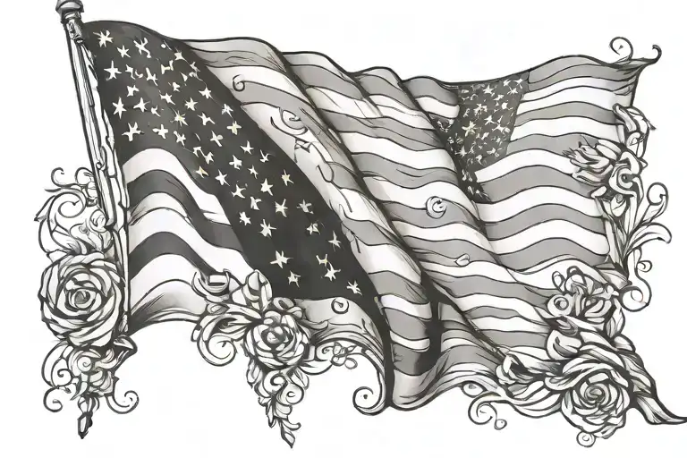 ;IGY6 KFG incorporated with in black and white american flag  tattoo design idea