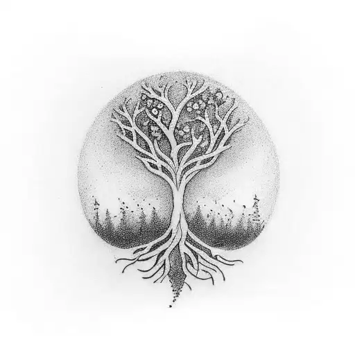 A nature-inspired tattoo featuring a tree of life with subtle nods to god and self-love tattoo design idea