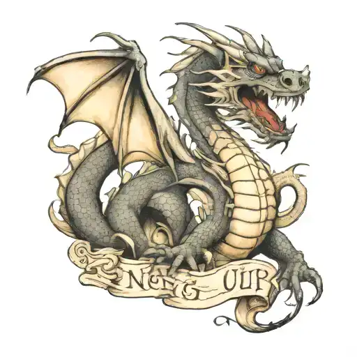 dragon never give up tattoo design idea