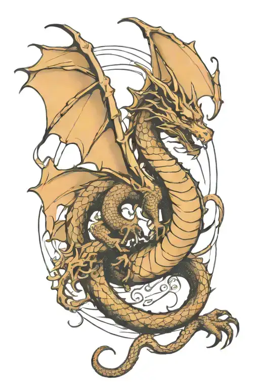 dragon never give up tattoo design idea