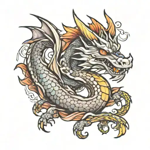 dragon never give up tattoo design idea