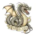 dragon never give up tattoo design idea