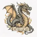 dragon never give up tattoo design idea
