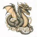 dragon never give up tattoo design idea